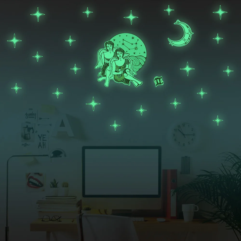 Светящаяся наклейка Funlife настенный стикер с 12 созвездиями для мальчиков-Gemini