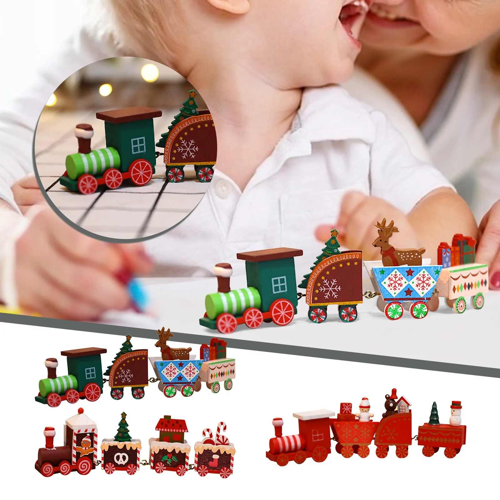 

Wooden Christmas Train Christmas Decorations Home Christmas Little Train New Year Gift Party Supplies Mini Train Ornaments Gifts