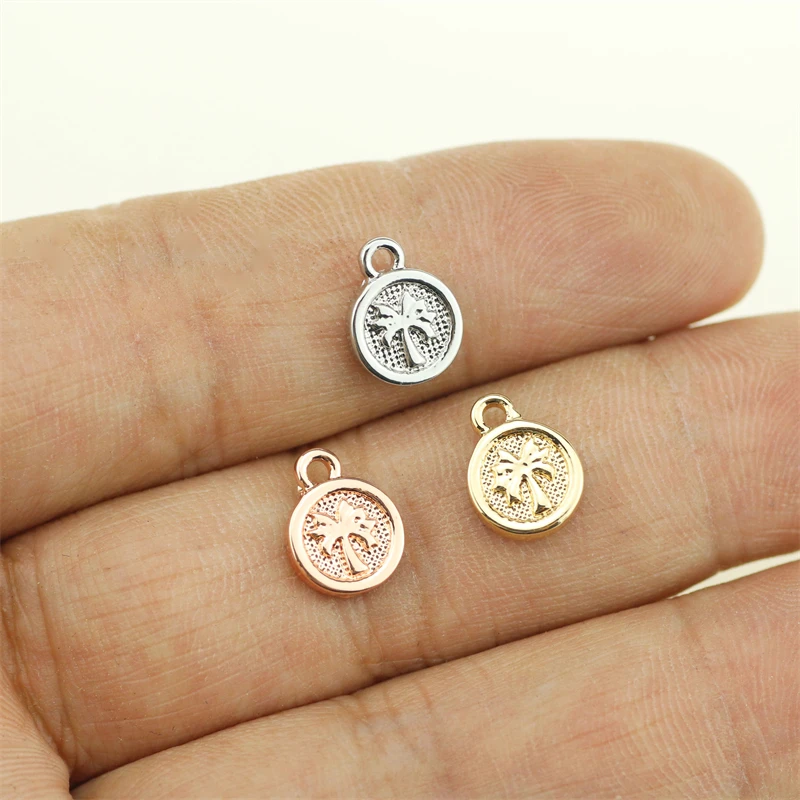 

20pcs 8*10mm Coconut Tree Coin Zinc Alloy Necklace,Earring Bracelet Jewelry DIY Handmade 3 colors