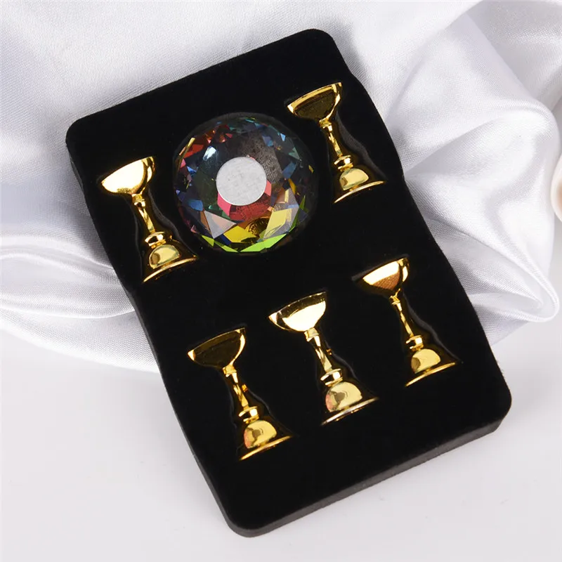 

1 Set Nail Art Polish Holder Oval Crystal Practice Stand Showing Shelf Magnetic Training Nail Display DIY Manicure Tool