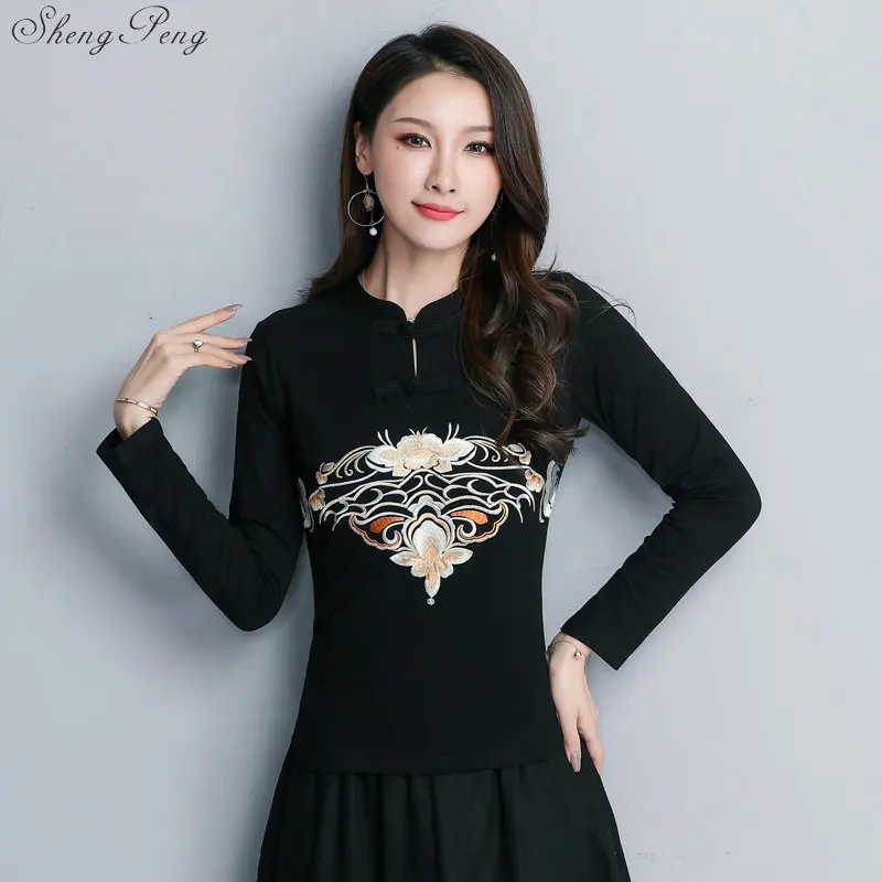 Cheongsam Топ Традиционный китайский костюм для женщин длинный рукав плюс размер 5XL