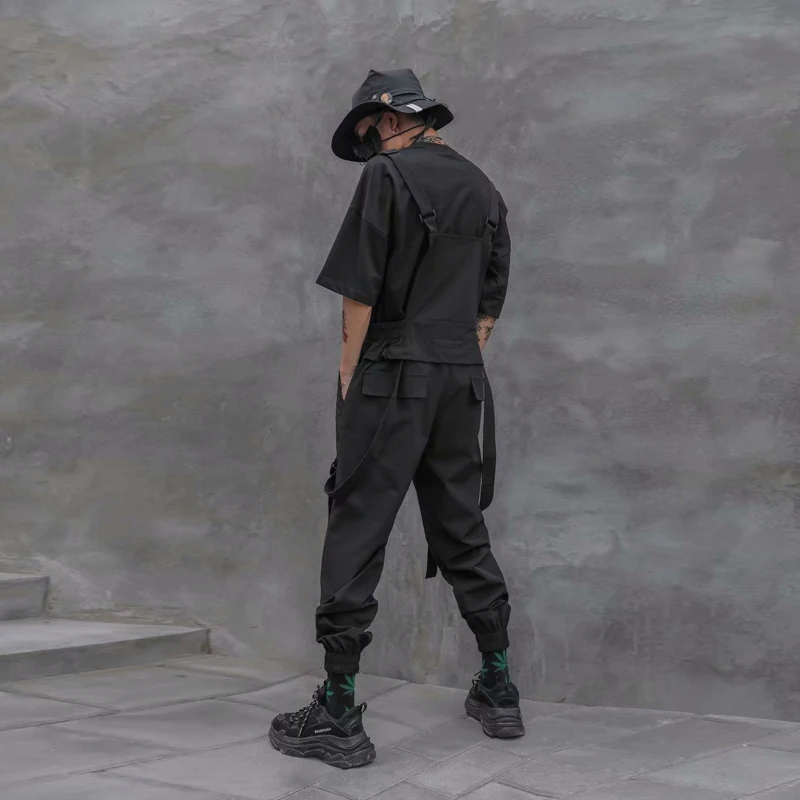 Fashion Men Jumpsuit Joggers Casual Overalls Black Trousers Adjustable Straps Suspenders Pants Street Rompers 2020 | Повседневные