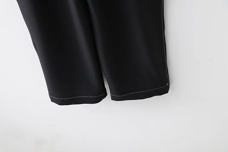 ROHOPO длинный рукав Откройте для себя нить черный комбинезон карго топ на молнии с