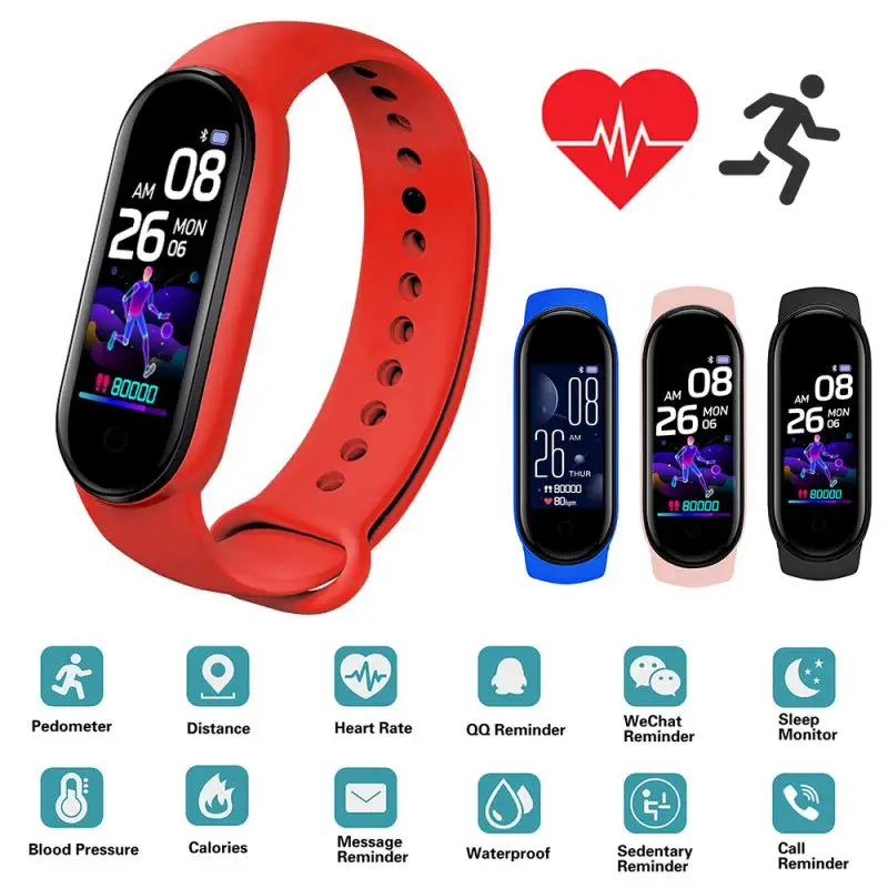 

M5 Smart Bracelet IP67 Waterproof Sports Wirstband Fitness Tracker Pedometer Heart Rate Blood Pressure Monitor Smartband