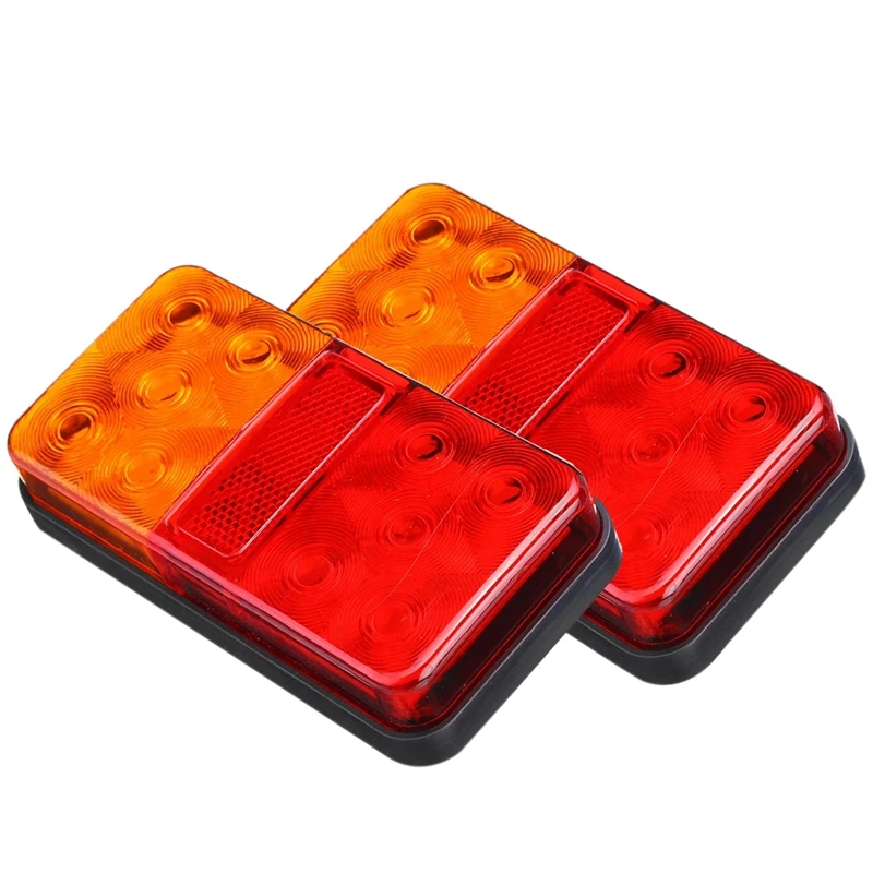 

2 шт., светодиодные задние фонари для грузовиков, 12 В, 24 В, 12 светодиодов, прямоугольные стоп-сигналы, светодиодный индикатор, сигнальные огни ...