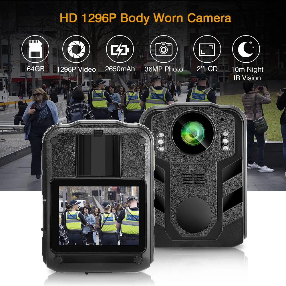 

Boblov Portable 1296P HD 64GB Body Camera Video Recorder DVR Mini Cam Support to 128G Waterproof Police Wear Camera Dropshipping