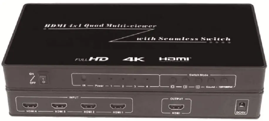 4X1 HDMI мультипросмотр четырехэкранный в режиме реального времени с функцией