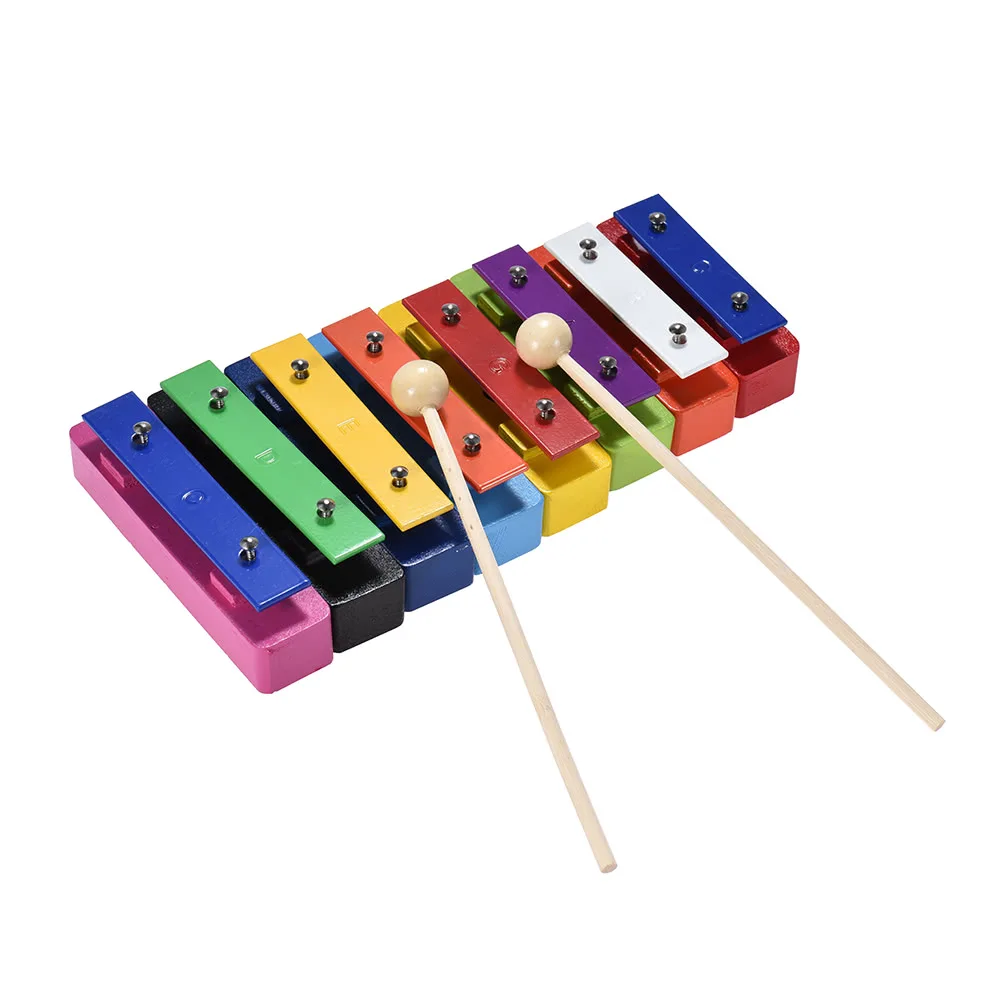 Colorful 8 Note Glockenspiel Resonator Bells Set Percussion Musical Educational Teaching Instrument Toy |