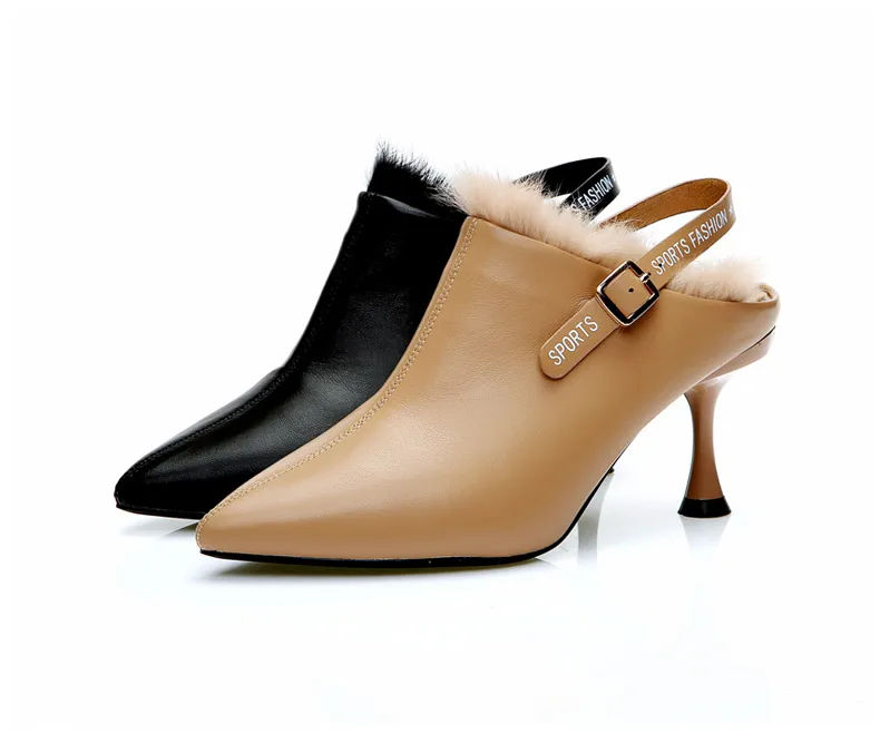 Женские туфли на шпильке с острым носком и пряжкой для надписей бархатной