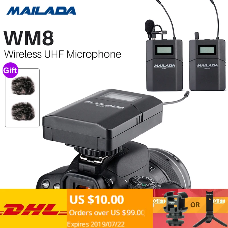 Беспроводной микрофон Mailada WM8 цифровой однообъективный зеркальный фотоаппарат