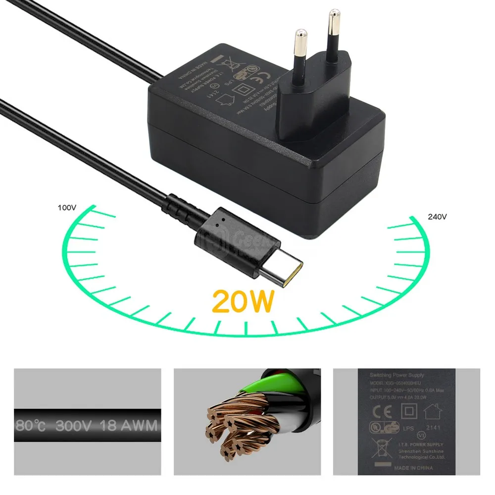 Адаптер питания Geekworm Raspberry Pi 4 источник 5 в а 20 Вт Type C для 8 ГБ/4 ГБ/2 ГБ/NASPi/X735 / X708 X728 |