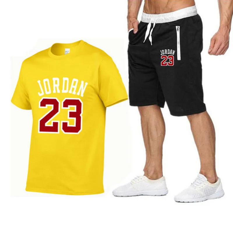 

2021 popular new cotton men's T-shirt + Sports Shorts Set summer high quality cotton T-shirt sports running set