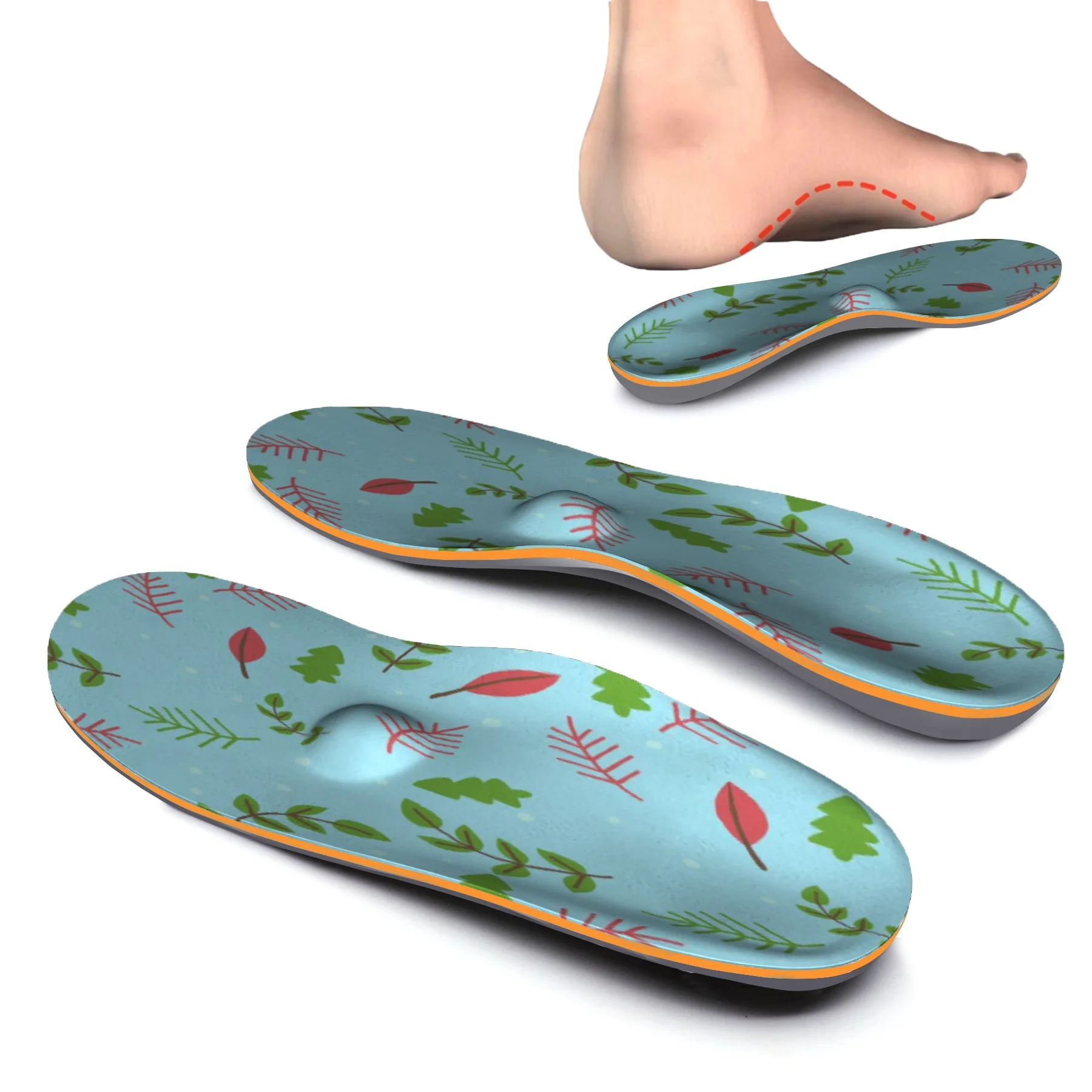 

Blue Leaf EVA Orthotic Comfort Insoles Targeted Cushioning,Arch Support Inserted Insole for Heel, Arch and Ball of Foot