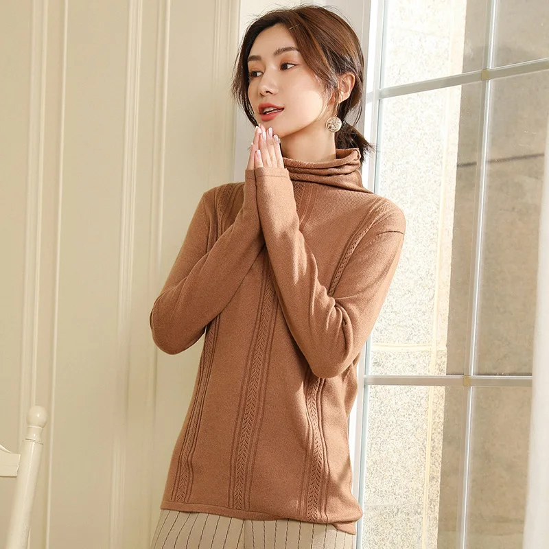 BELIARST Autumn and Winter New Pile of Cashmere Sweater Women's Pullover Sweater Was Thin Hollow Knit Bottoming Sweater