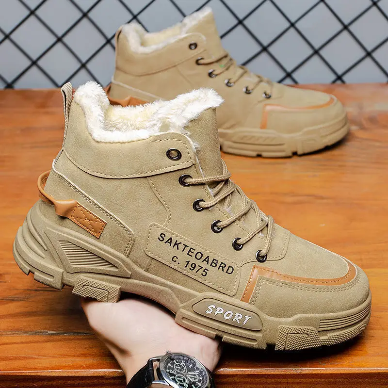 

2021 Winter High-top Plus Velvet Sneakers Men Non Slip Platform Thick Warm Ankle Snow Boots Male Casual Vulcanized Tennis Shoes