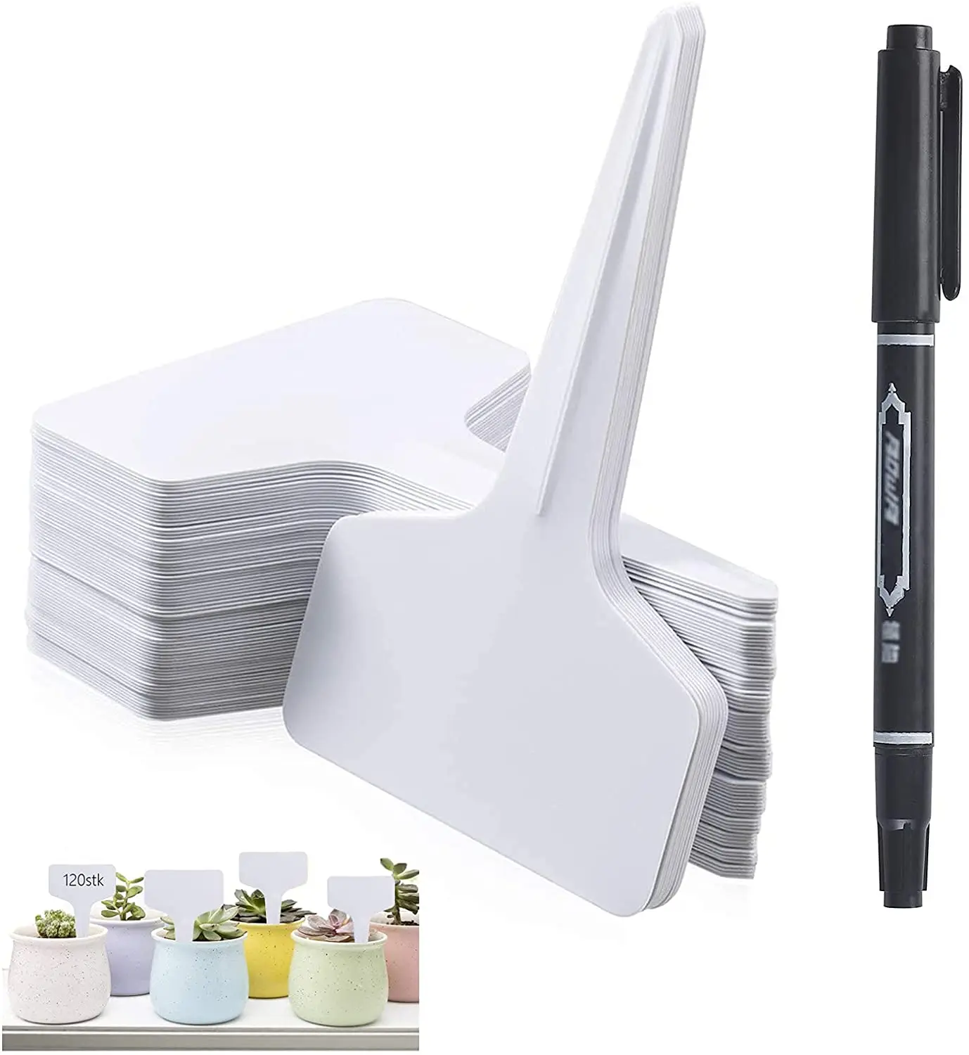 

100 Pieces T-Shaped Plastic Plant Plug White Plant Sign Paste Label Label Sign 6x10cm Suitable For All Gardeners
