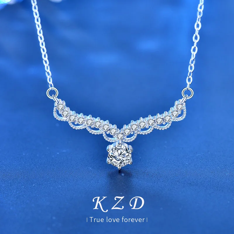 

Ladies Moissan Diamond Necklace Winter 925 Silver Christmas Set Chain Antler Pendant Accessories Gift