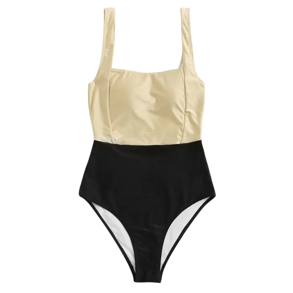 Женский сплошной купальник Kancoold в стиле пэчворк с лямкой через шею пуш ап цельный