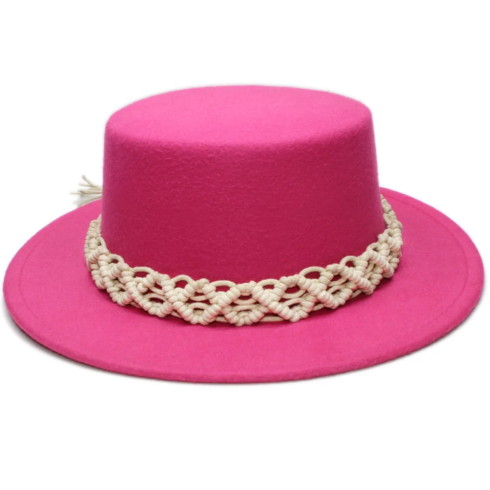 Шляпа в стиле унисекс ретро бежевая Вязаная Шерстяная Федора с широкими полями