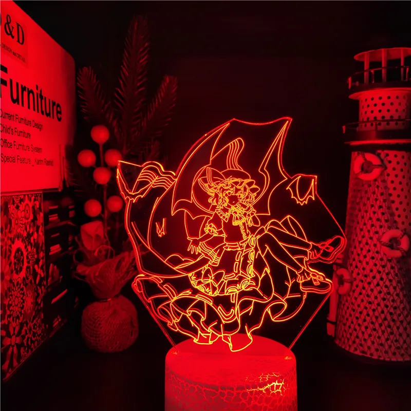 Аниме 3d лампа Touhou Project Remilia Scarlet фигурка ночной Светильник для детей девочек