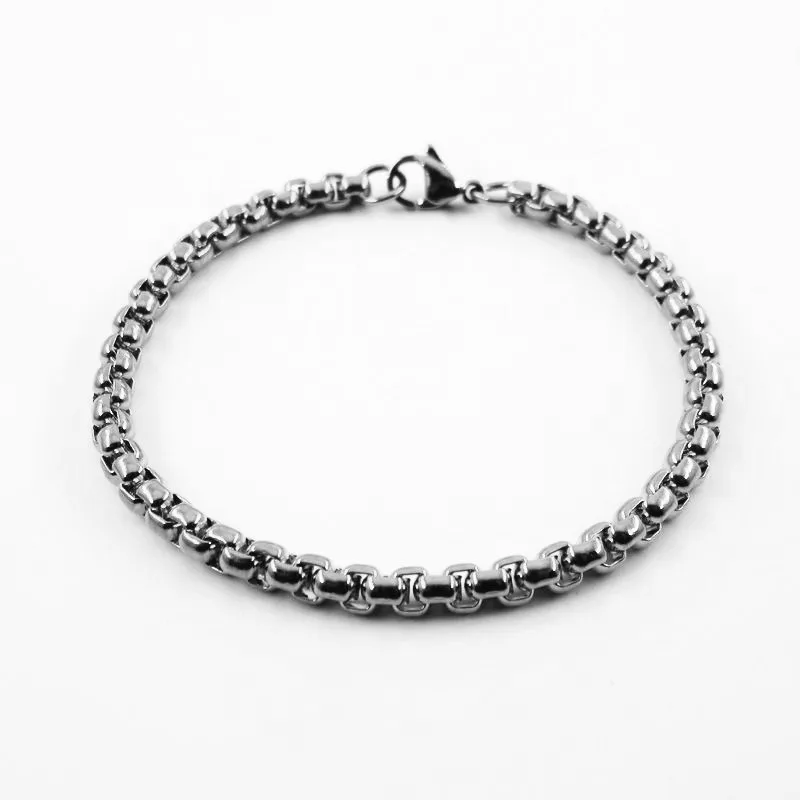 Браслет цепочка мужской круглый из нержавеющей стали 316L 3/4/5/22 см|chain bracelet|silver