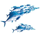 3d Наклейка на стену в виде синей рыбы для гостиной, спальни, ванной комнаты, украшение для дома, украшение для детской комнаты