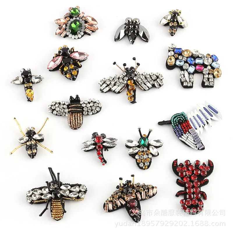

10pcs/lot 3D Decorative Nail Bead Drill Diamond Sew Embroidery Patches for Clothing Accessories Animal Bee Insect Hat Bag