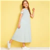 SHEIN/однотонное Повседневное платье с открытыми плечами и перекрещивающимися крест-накрест для детей; коллекция года; летние эластичные детские футболки с короткими рукавами