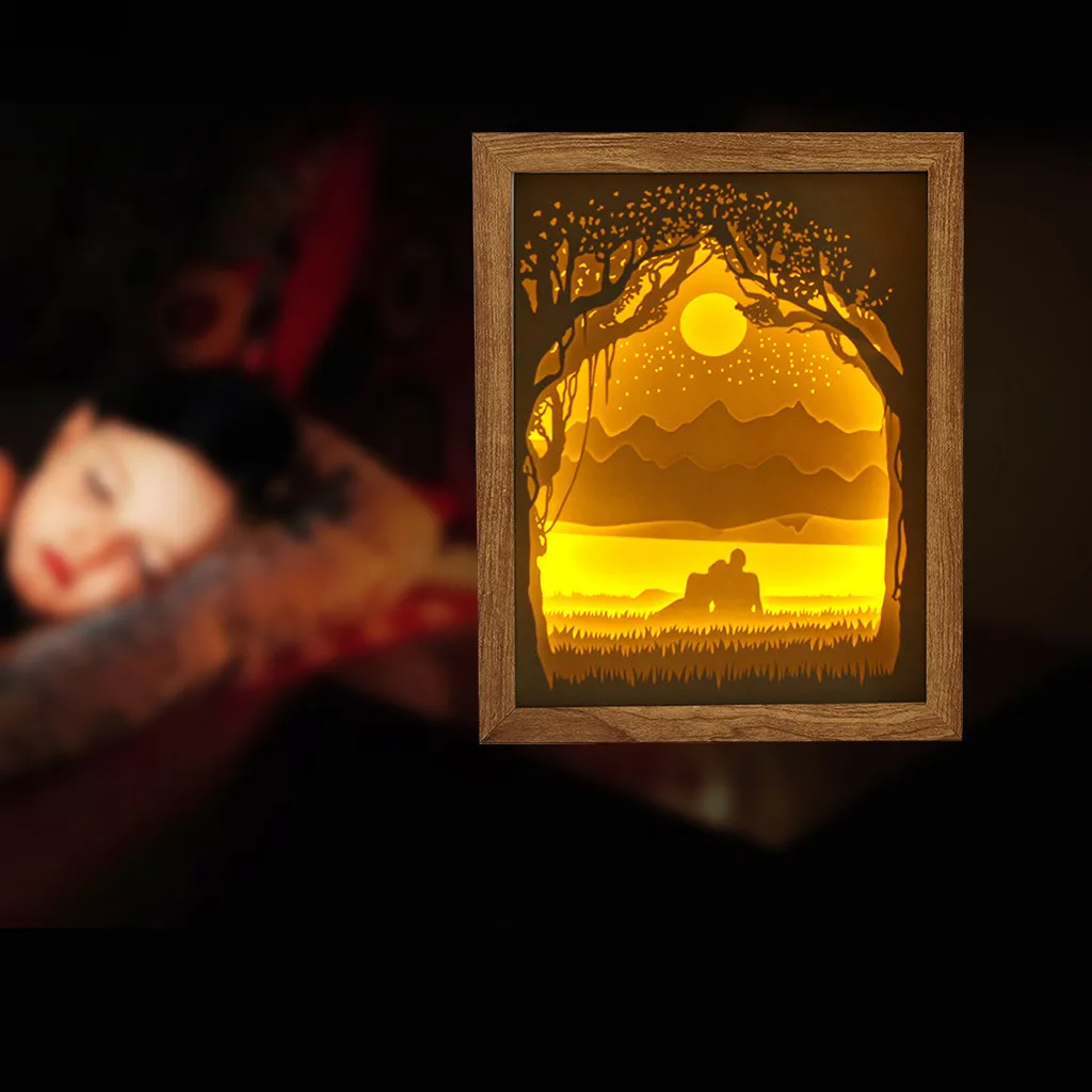 3D бумажный врезной светильник настольные украшения парные световые тени