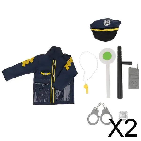 

2xKid Police Officer Role Play Costume Tools Kits Fancy Dress 8 Pieces