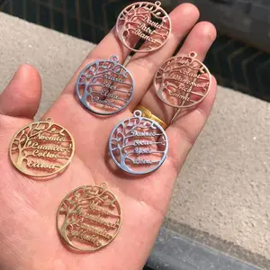 Ожерелье с изображением Древа Жизни, персонализированное ожерелье с именем семьи, нержавеющая сталь 316L, кулон, ожерелье, подарок для женщин и мужчин