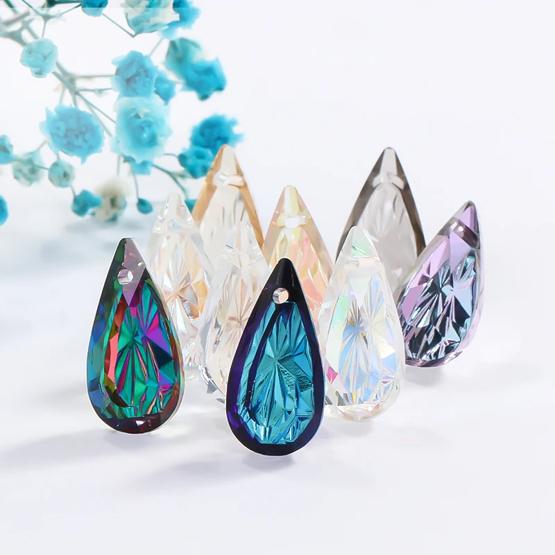 

Pipatian 5pcs Teardrop Pendant Vocalno Rhinestone Crystal With Holes Necklace Making Gemstone Jewellery Drop Diamond Pendant