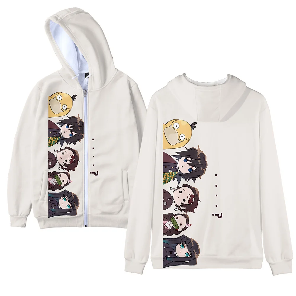 

Teens Funny Cute Fashion Jacket Anime Demon Slayer Women Men Lange Mouw Rits Sweatshirt Demon Killer Kimetsu Geen Yaiba Hoody
