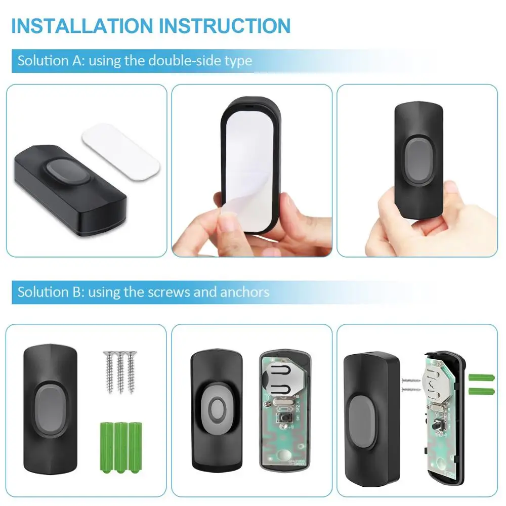 TeckNet Противоугонный дверной звонок беспроводной умный 32 Chime домашний IP44