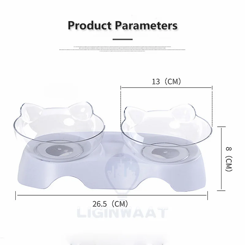 2 в 1 кошачьи уши форме косой кошачьей миски для домашних животных двойные питья