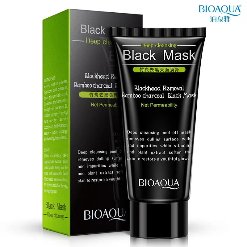

Bioaqua Professional Skin Care Black Heads Remove Shrink Pores Natural Bamboo Charcoal Black Head Pore Purifying Peel Off Mask
