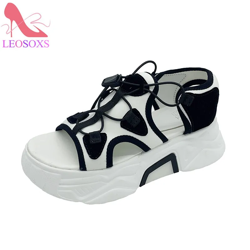 

Сандалии женские на платформе 7 см, модные босоножки на застежке, повседневная обувь на платформе с толстой подошвой, цвет белый, лето, 2020