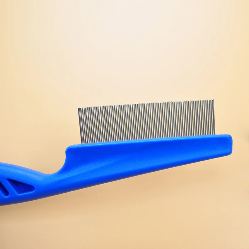 1ШТ Тонкий металлический гребень с ручкой для блох и вшей на голове для домашних животных собаки