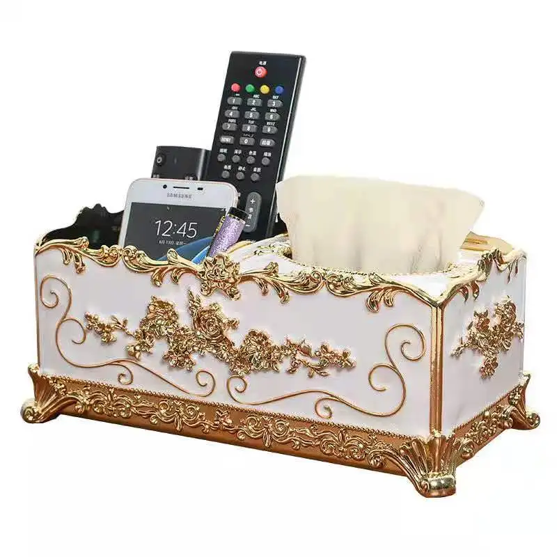 

European Style Tissue Box High-End Entry Lux Living Room Creative Home Paper Extraction Storage Multifunctional Coffee Table