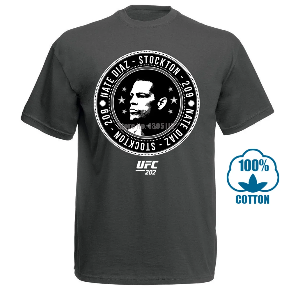 Мужская модная дешевая футболка Nate Diaz Stockton 209 повторная черная футболка мужская Повседневная футболка - Цвет: Charcoal