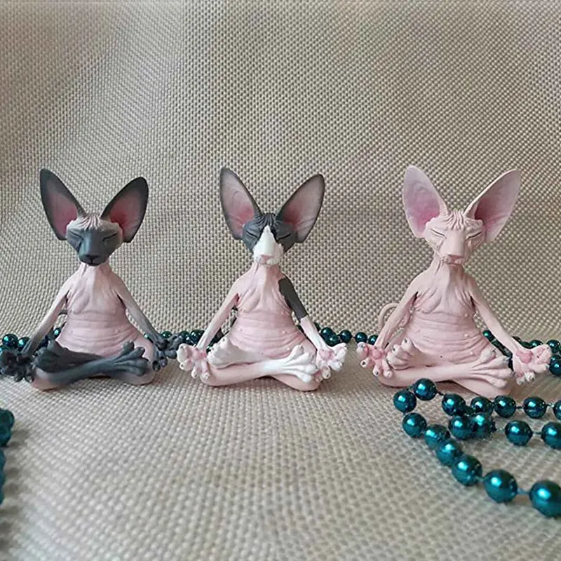 

1Pc Creative Sphynx Cat Meditate Collectible Figurines Miniature Handmade Decor Toys Animal Model Home Decor