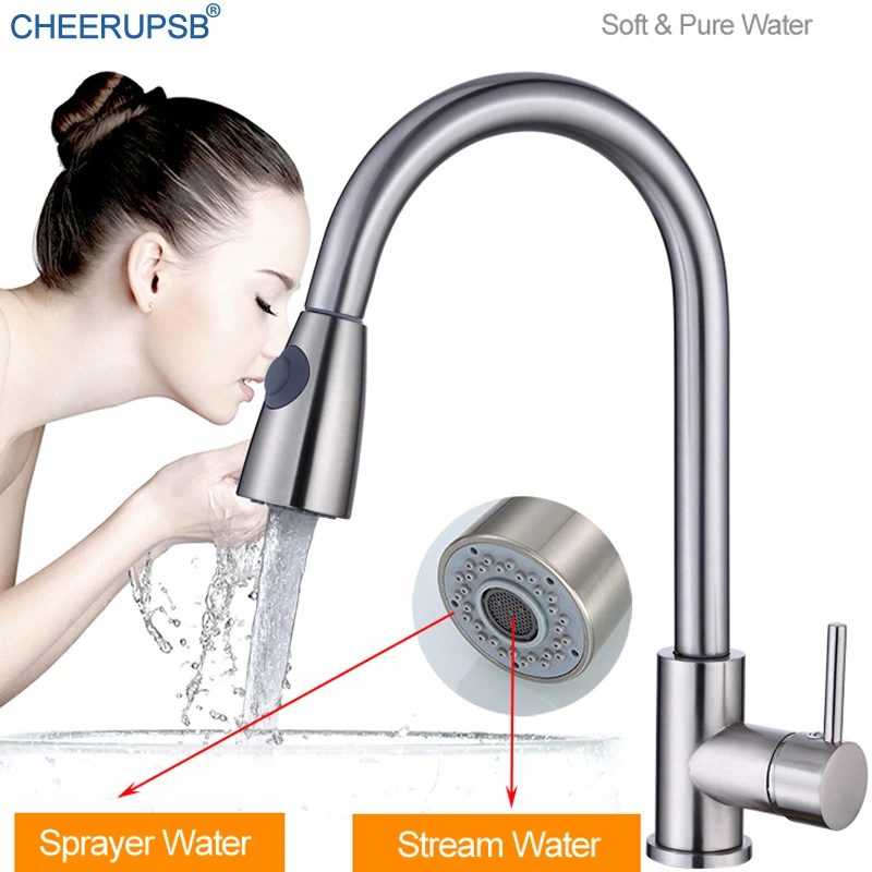 Смеситель для кухни вытяжной распылитель струи воды крепление на палубу