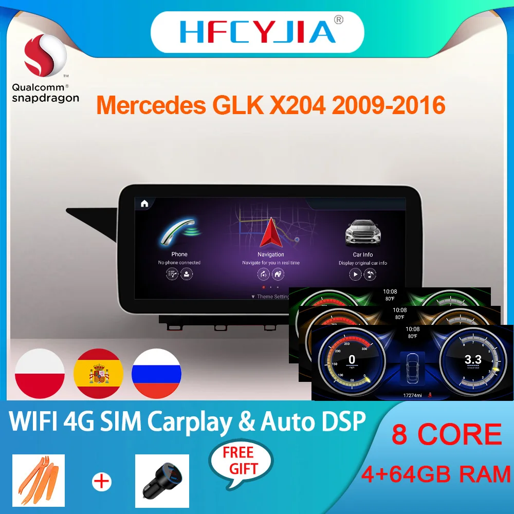 

Android 10 System Car Multimedia Stereo For Mercedes GLK X204 2009-2015 WIFI 4G DSP Audio BT Screen Carplay GPS Navi