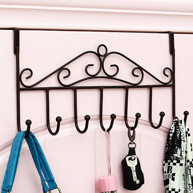 Over The Door 5/7 Hooks Iron Scarf Bag Shelf Bedroom Home Organizer Rack Clothes Coat Towel Hanger For Bathroom Convenience | Дом и сад