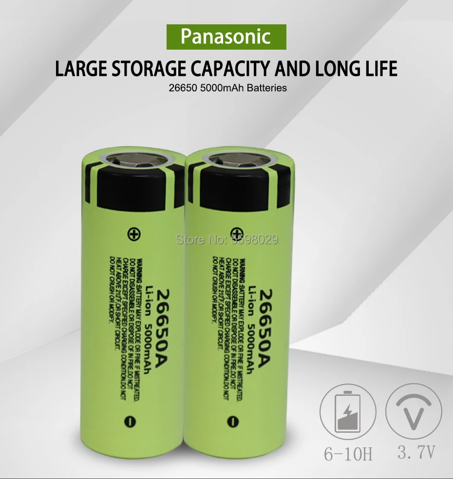 Panasonic 100% Original New Battery For 26650A 3.7V 5000mAh High Capacity 26650 Li-ion Rechargeable | Электроника