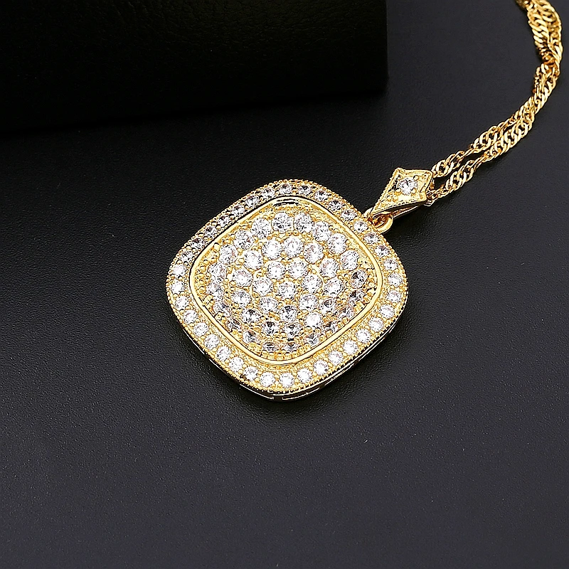 Модное роскошное ожерелье с квадратными подвесками для женщин золотым