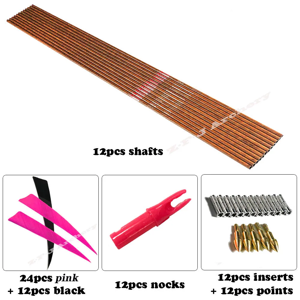 Деревянная карбоновая стрела Linkboy для стрельбы из лука сделай сам 400 450 500 600