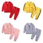 Весенне-осенние спортивные комплекты для отдыха для мальчиков и девочек модная куртка и брюки костюм из двух предметов комплект одежды для маленьких детей