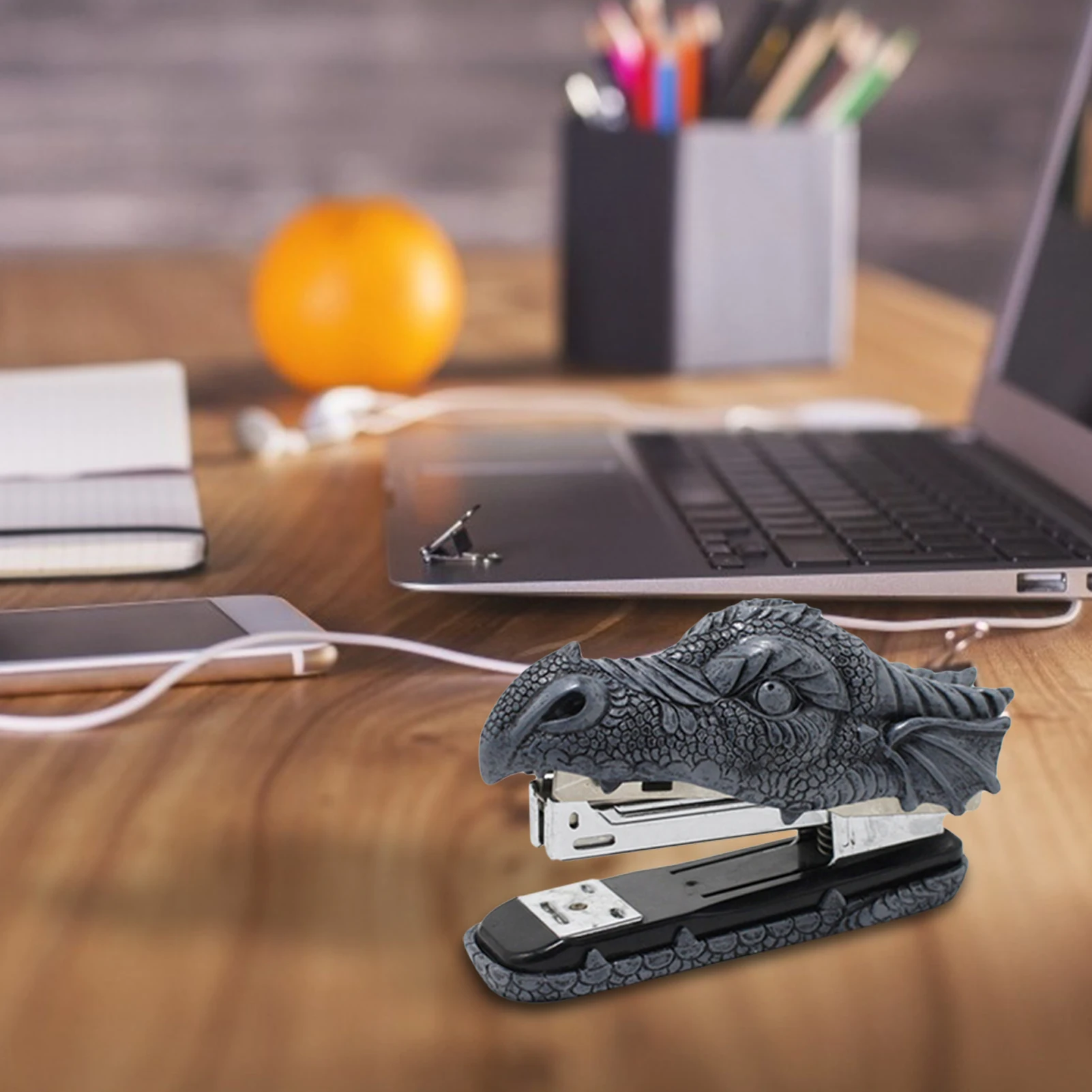 

Stapler Head Desktop Stapler with Staple Sharp Chisel for Office Stationery School Home Resin Dragon Novelty Head Stapler