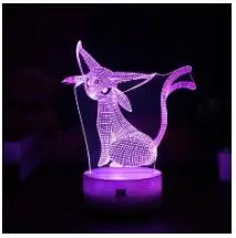 Популярная игра Покемон Eevee семейная серия 3D лампа USB мультфильм ночной Светильник СВЕТОДИОДНЫЙ 7 цветов Настольная лампа подарки для детей HUI YUAN бренд - Цвет: Espeon